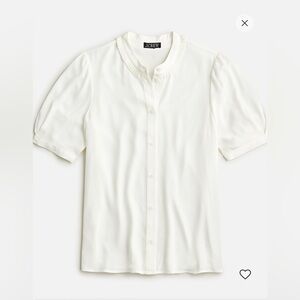 J. Crew Women's Cream Blouse with Pleated Collar